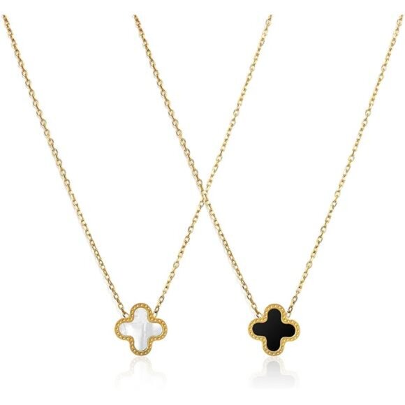 2 18K Gold Clover Pendant Necklace for Women Lucky Four Leaf Clover Necklace - Picture 1 of 5